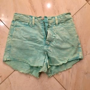 Teal jean shorts